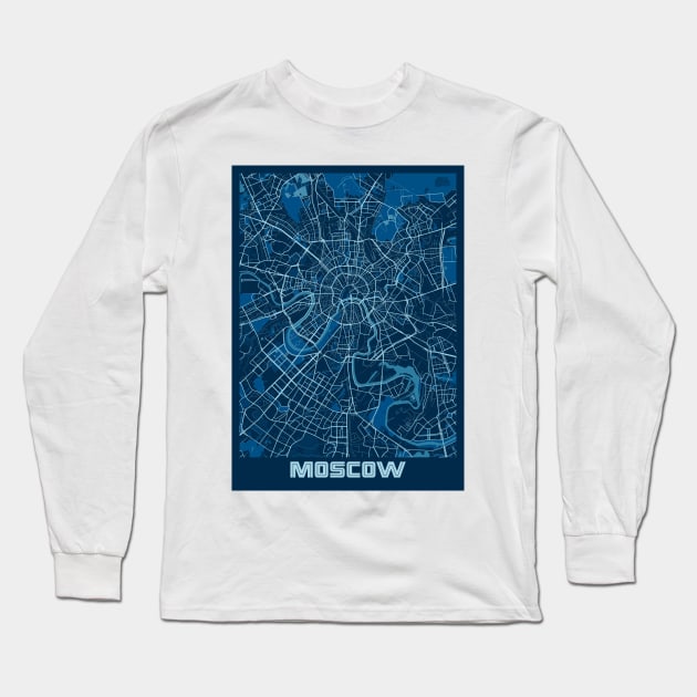 Moscow - Russia Peace City Map Long Sleeve T-Shirt by tienstencil